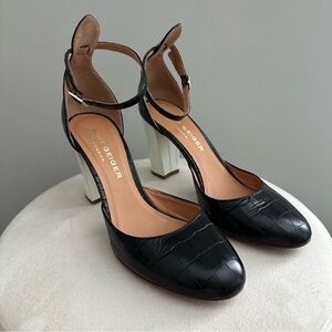 Kurt Geiger Black Croc-Patterned Heels